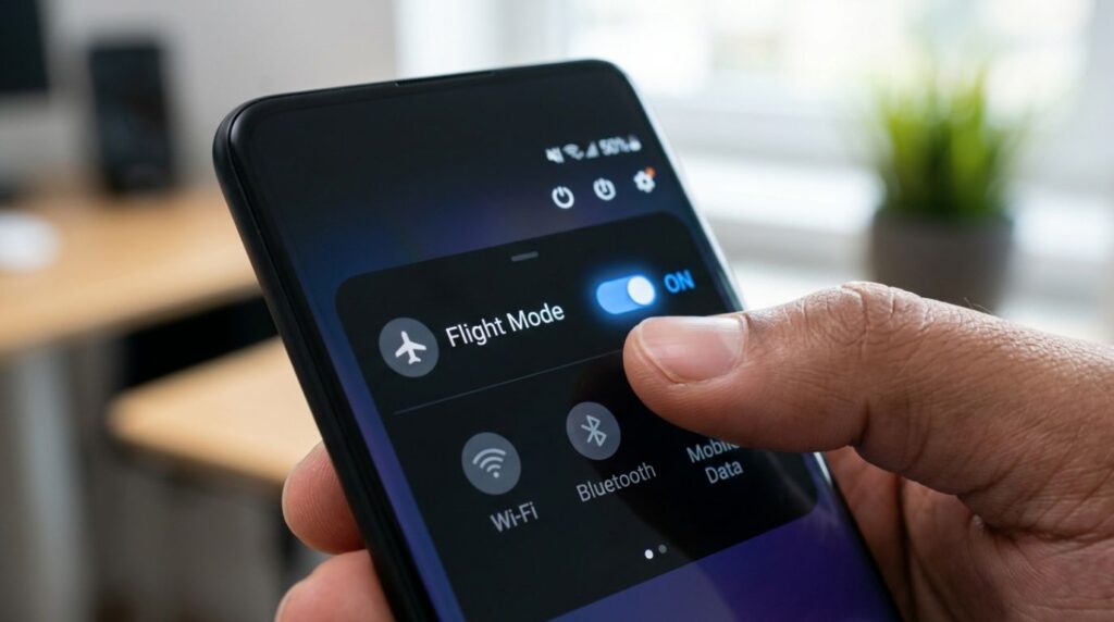 Activating flight mode to break the psychological control of a digital arrest scam caller.