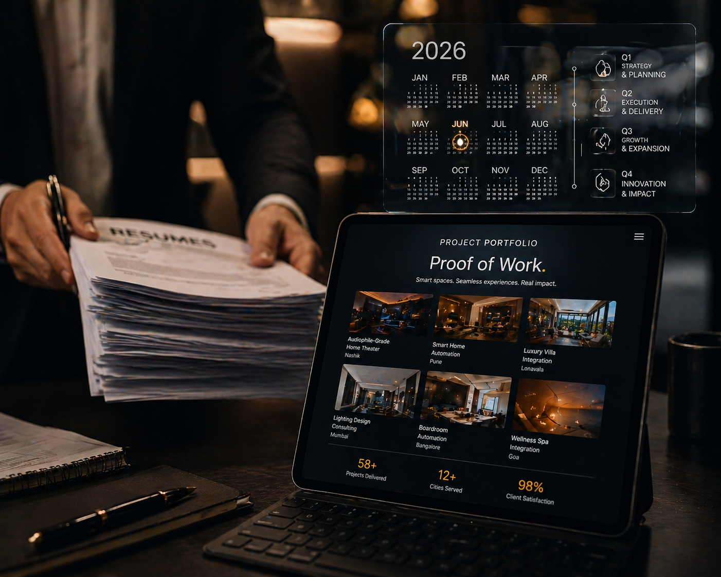 A digital portfolio titled Proof of Work showing how to get an internship by replacing traditional resumes with projects.