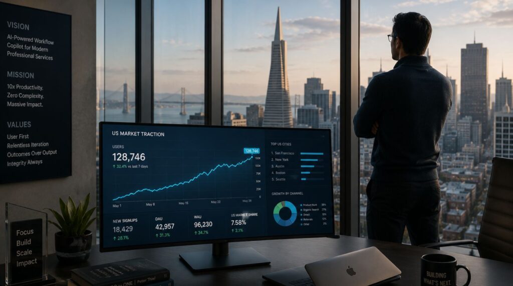 A tech founder leveraging the Silicon Valley AI ecosystem for faster market adoption and revenue growth.