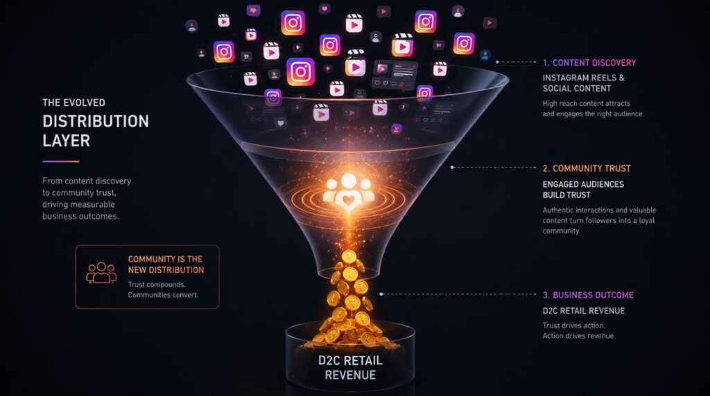 A corporate funnel diagram mapping how the direct selling industry in India converts personal trust into retail revenue.