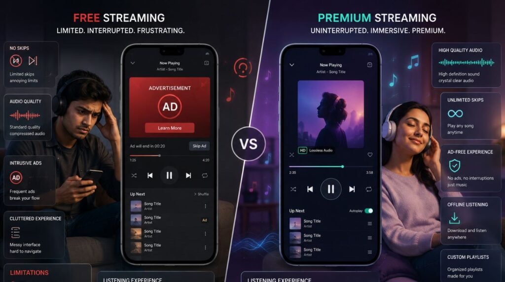Consumer comparison during the Music Streaming Boom between free and premium music streaming experiences
