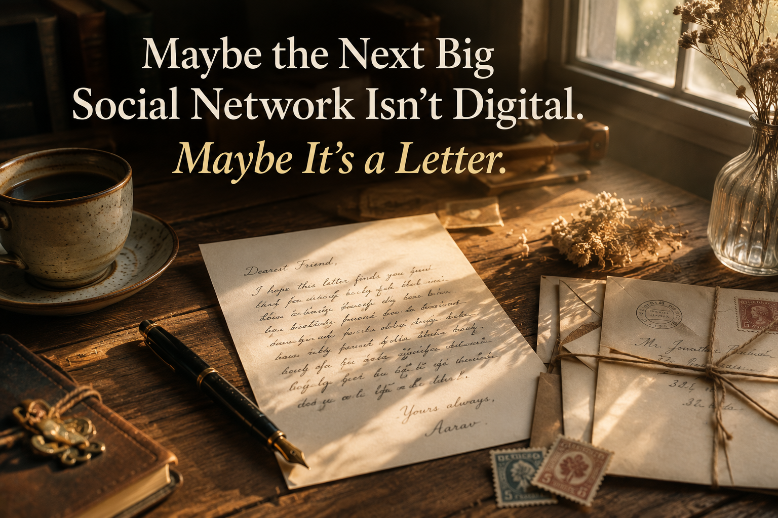 Handwritten letter representing digital social network