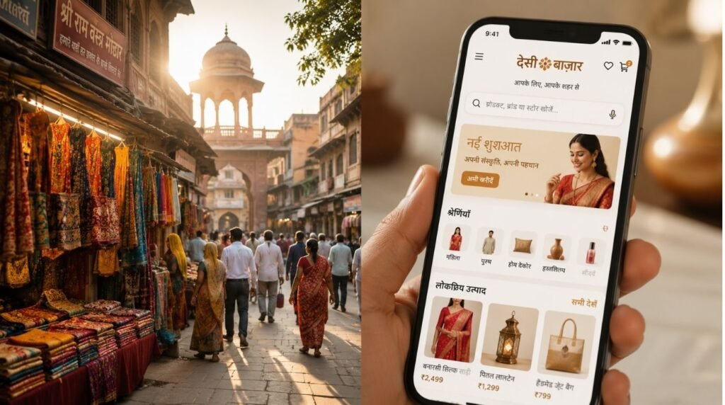 Localized e-commerce mobile app illustrating Bharat e-commerce growth