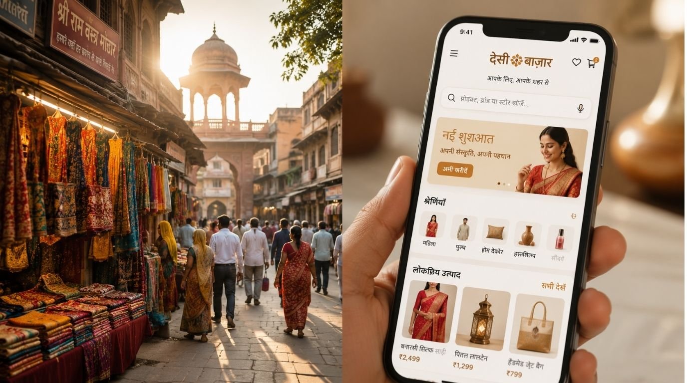 Localized e-commerce mobile app illustrating Bharat e-commerce growth