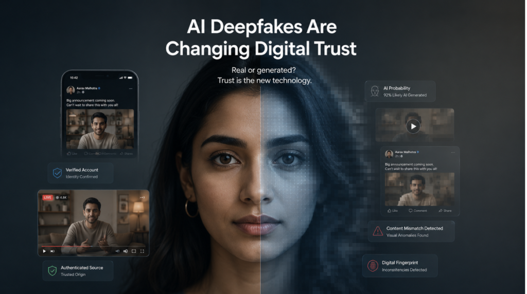 AI deepfakes making a realistic digital photograph difficult to distinguish from authentic content