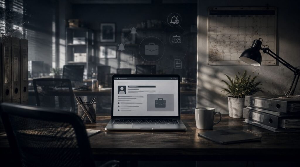 Empty workplace representing ghost jobs
