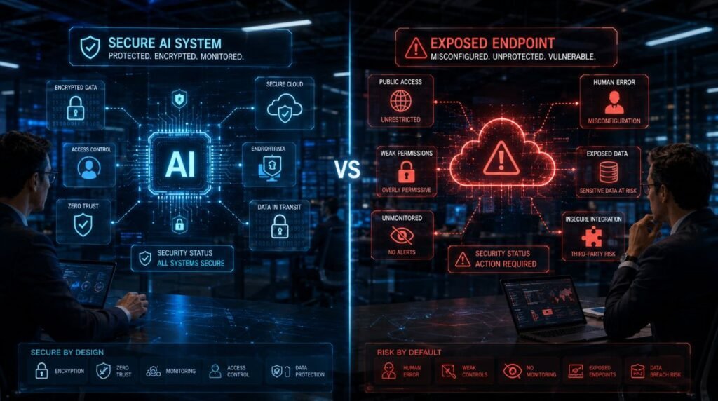 Human error contributing to an AI Security Threat through exposed cloud endpoints and weak security settings