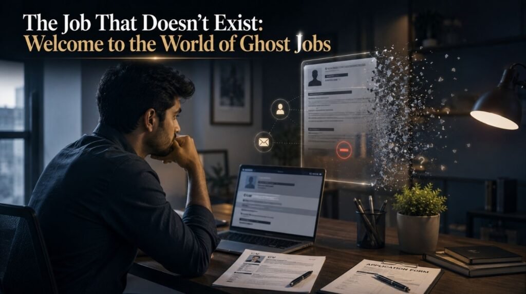Job seeker viewing a ghost jobs posting