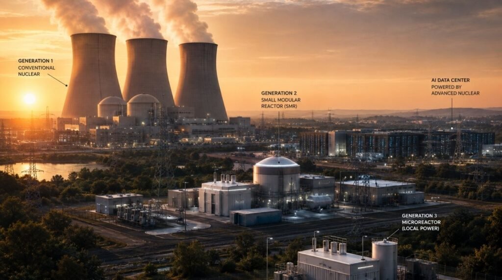 Traditional nuclear reactor, small modular reactor and microreactor comparison