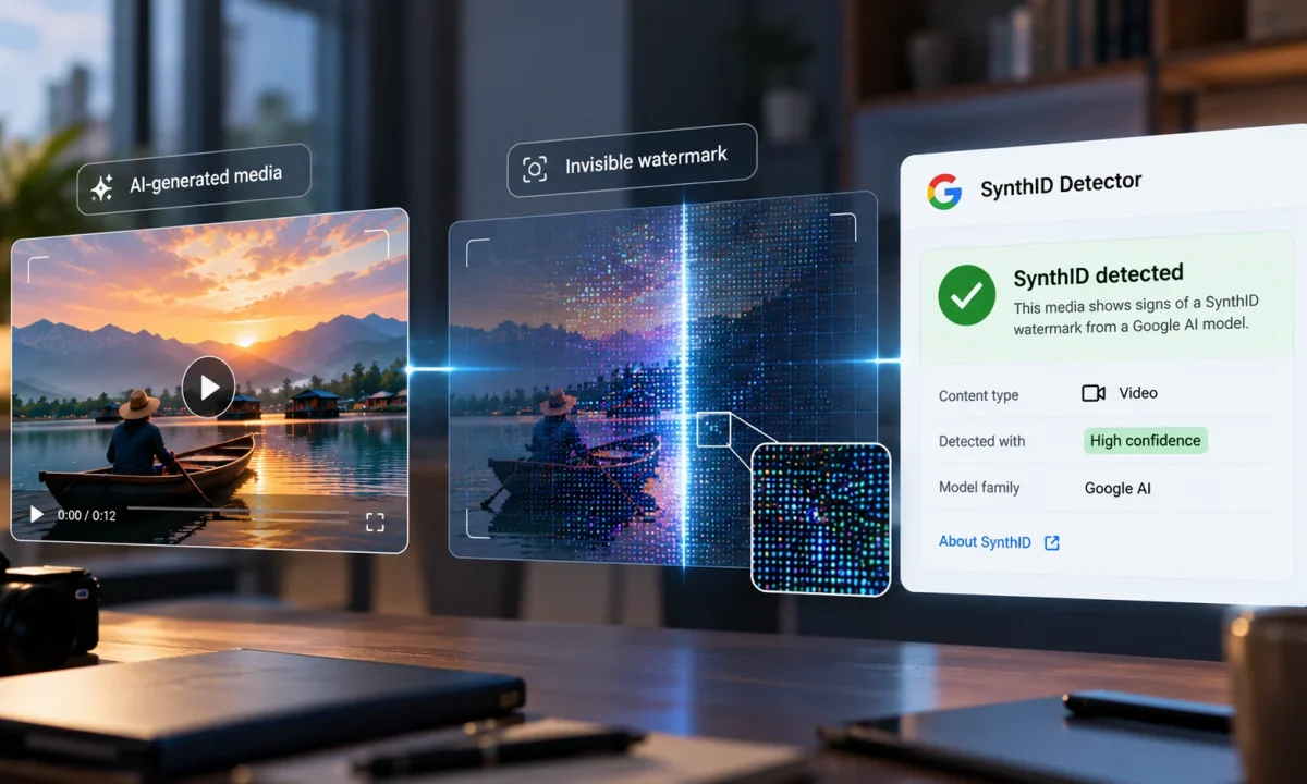 Google SynthID Detector scanning AI-generated media for an invisible AI watermark